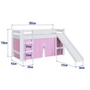 Ver imagem 5 de Cama Infantil Elevada com Escorregador e Cortina Branco/Rosa