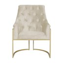 Ver imagem 2 de Poltrona Decorativa Vick Base em Metal Dourada Veludo Bege - Belliv Decor