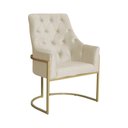 Ver imagem 1 de Poltrona Decorativa Vick Base em Metal Dourada Veludo Bege - Belliv Decor