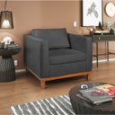 Ver imagem 3 de Kit Sofá 3 Lugares e 2 Poltronas Europa 180 cm Estilo Conforto e Elegância Linho Cinza Escuro - ADJ