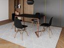 Ver imagem 1 de Mesa de Jantar Industrial Base Ferro Cobre em  V  Tampo 137x90 Preto 4 Cadeiras Eames Madeira Assent