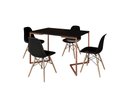 Ver imagem 2 de Mesa de Jantar Industrial Base Ferro Cobre em  V  Tampo 137x90 Preto 4 Cadeiras Eames Madeira Assent