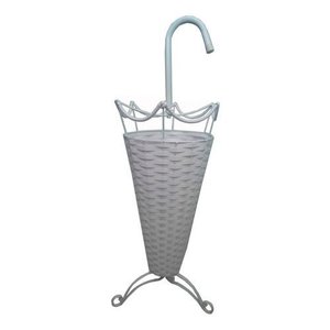 Porta Guarda-chuva Ferro Trançado com Fibra Sintética:fibra Branca/branco