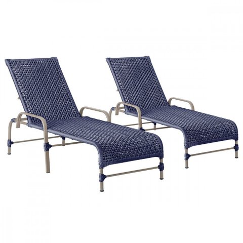 2 Espreguiçadeiras Reclinavel Catar Fendi Corda Nautica Trama Original