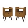 Kit Mesa de Cabeceira Quarto Casal Estilo Retro Alice:freijo - 1