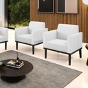 Ver imagem 2 de Kit 2 Poltronas Decorativas Isabella Pés Fixo em Madeira Preto Pu Branco G19 - Gran Belo