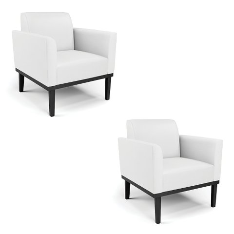 Kit 2 Poltronas Decorativas Isabella Pés Fixo em Madeira Preto Pu Branco G19 - Gran Belo