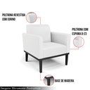 Ver imagem 3 de Kit 2 Poltronas Decorativas Isabella Pés Fixo em Madeira Preto Pu Branco G19 - Gran Belo