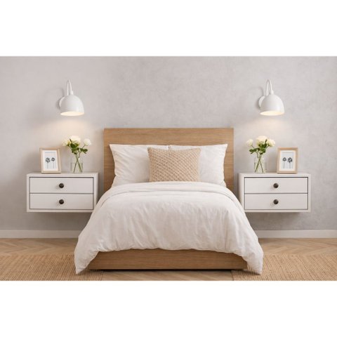 Kit 2 Mesas de Cabeceira Slim 25cm com 2 Gavetas MDF 15mm Branco Já Montadas