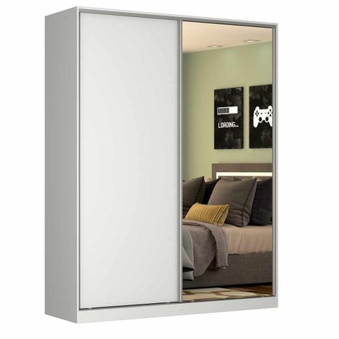 Guarda Roupa Solteiro com Espelho 2 Portas 3 Gavetas Rc 2003 Linha Roupeiros Emovell