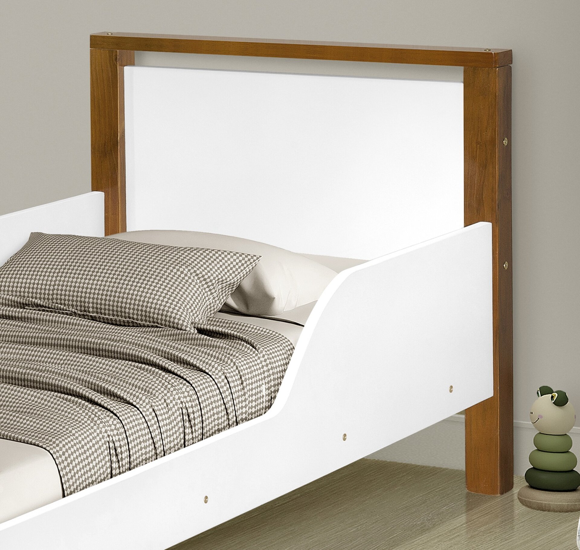 Cama Meli Mdf com Pés Alto do Chão Branco com Marrom - 6