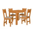 Ver imagem 1 de Conjunto Mesa Bellagio 108cm 4 Cadeiras Milano Sala Jantar Estofadas Courvin MDP - Freijó