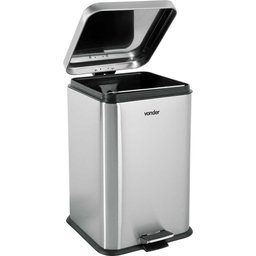 Lixeira Retangular 20L Inox Cinza VONDER - 3