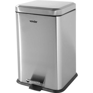 Lixeira Retangular 20L Inox Cinza VONDER