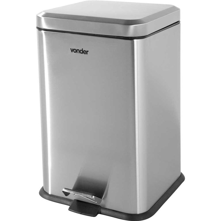 Lixeira Retangular 20L Inox Cinza VONDER