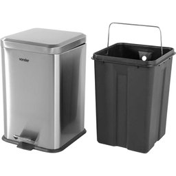 Lixeira Retangular 20L Inox Cinza VONDER - 5