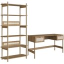 Ver imagem 1 de Estante Livreiro Home Office e Mesa Escrivaninha Pés Madeira Moss A03 Hanover Roble - Lyam Decor