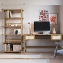 Ver imagem 2 de Estante Livreiro Home Office e Mesa Escrivaninha Pés Madeira Moss A03 Hanover Roble - Lyam Decor
