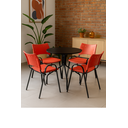 Ver imagem 1 de Jogo Mesa Redonda para Restaurante Comércio com 4 Cadeiras Iso Vermelha Base Preta Ecomhome