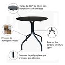 Ver imagem 4 de Jogo Mesa Redonda para Restaurante Comércio com 4 Cadeiras Iso Vermelha Base Preta Ecomhome