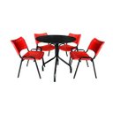 Ver imagem 2 de Jogo Mesa Redonda para Restaurante Comércio com 4 Cadeiras Iso Vermelha Base Preta Ecomhome