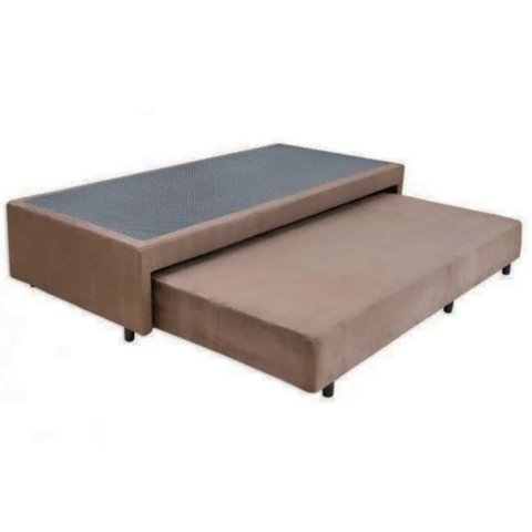Cama Box Bicama Auxiliar Solteiro Suede Espuma 8cm 40x88x188 Marrom