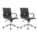 Ver imagem 1 de Kit 2 Cadeiras de Escritório Diretor Eames em Couro - Preta