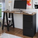 Ver imagem 2 de Escrivaninha Mesa Escritorio Cavalete 3 Gavetas B62 Mell Preto Novam