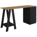 Ver imagem 1 de Escrivaninha Mesa Escritorio Cavalete 3 Gavetas B62 Mell Preto Novam