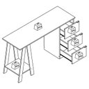 Ver imagem 5 de Escrivaninha Mesa Escritorio Cavalete 3 Gavetas B62 Mell Preto Novam