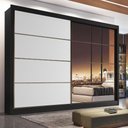 Ver imagem 4 de Guarda Roupa Sevilha 1 Porta Espelhada 100% Mdf Mademarcs Preto-branco Acetinado-preto