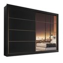 Ver imagem 3 de Guarda Roupa Sevilha 1 Porta Espelhada 100% Mdf Mademarcs Preto-branco Acetinado-preto