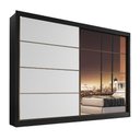 Ver imagem 1 de Guarda Roupa Sevilha 1 Porta Espelhada 100% Mdf Mademarcs Preto-branco Acetinado-preto