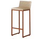 Ver imagem 3 de Kit 2 Banquetas Altas Luxo Dani com Encosto Base Bronze:bege