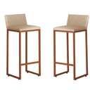 Ver imagem 1 de Kit 2 Banquetas Altas Luxo Dani com Encosto Base Bronze:bege