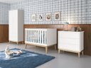 Ver imagem 1 de Jogo de Quarto para Bebê Completo 2 Portas Classic New Branco Fosco com Natural - MoveisAqui