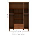 Ver imagem 3 de Guarda Roupa Casal 8 Portas com Espelho 157 Cm Madeira Macica Taeda 1144c Castanho Festra