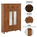 Ver imagem 4 de Guarda Roupa Casal 8 Portas com Espelho 157 Cm Madeira Macica Taeda 1144c Castanho Festra