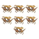 Ver imagem 1 de Kit 7 Jogos De Mesa Dobravel Com 4 Cadeiras De Madeira 120X70 Para Restaurante E Bar - Mel