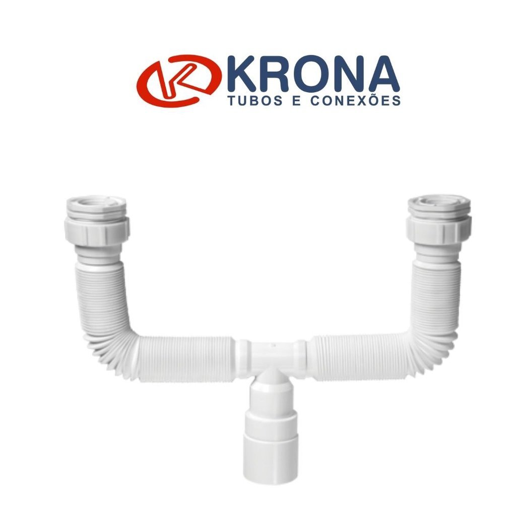 Sifão Duplo Sanfonado flexível Tubo Extensivo Universal Tanque Pia - 3