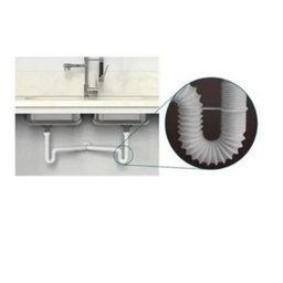 Sifão Duplo Sanfonado flexível Tubo Extensivo Universal Tanque Pia - 4