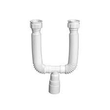 Sifão Duplo Sanfonado flexível Tubo Extensivo Universal Tanque Pia - 1