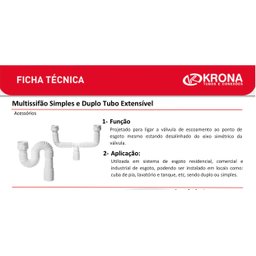 Sifão Duplo Sanfonado flexível Tubo Extensivo Universal Tanque Pia - 5