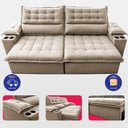 Ver imagem 5 de Sofá Retrátil e Reclinável 3,10m Molas Ensacadas Dream Velusoft Bege Cama Inbox