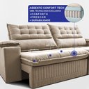 Ver imagem 4 de Sofá Retrátil e Reclinável 3,10m Molas Ensacadas Dream Velusoft Bege Cama Inbox