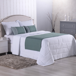 Peseira de Cama King - Kit 5 Pçs com Almofadas Cheias: Verde - 4