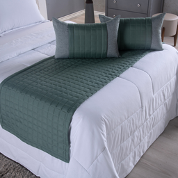 Peseira de Cama King - Kit 5 Pçs com Almofadas Cheias: Verde - 3