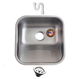 Tanque Lavanderia 40x40 Fosco + Válvula Aço Inox 304 - 1