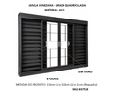 Ver imagem 2 de Janela Veneziana Aço Zarcão 6 Folhas Grade Quadriculada sem Vidro 150x100