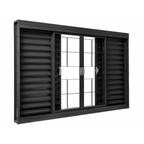 Janela Veneziana Aço Zarcão 6 Folhas Grade Quadriculada sem Vidro 150x100